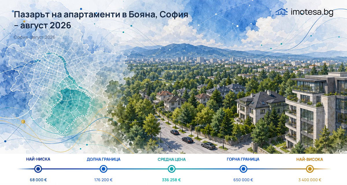 Boyana: Asking Price Above Sofia, Below Selected Districts in August 2026