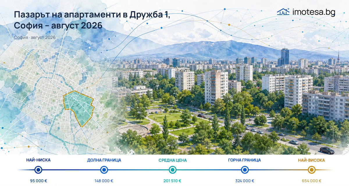 Дружба 1: типичната офертна цена е под София за август 2026