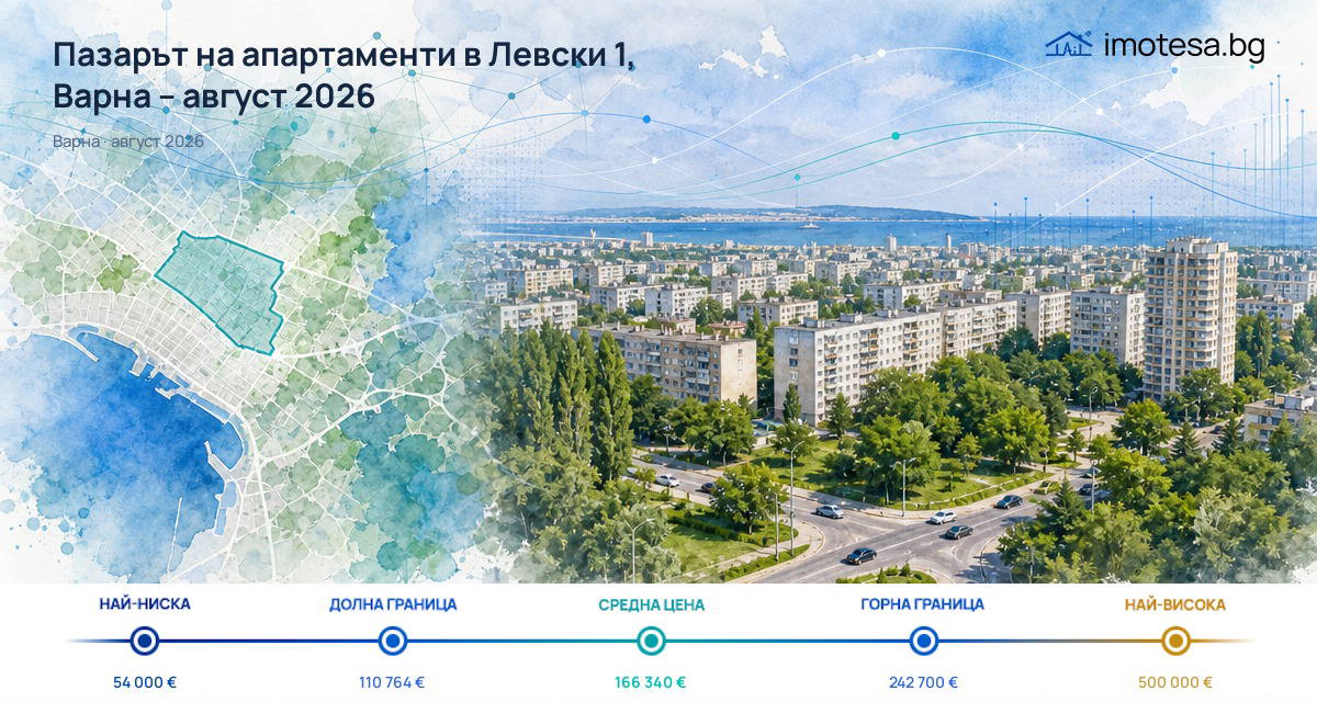 Levski 1: Asking Prices Above Varna, Below Selected Districts for August 2026
