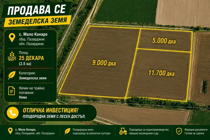Arable Land in Pazardjik, Malo Konare