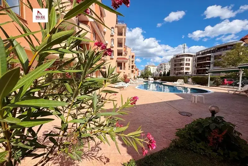 Three-room apartment in Sunny Beach resort with two terraces