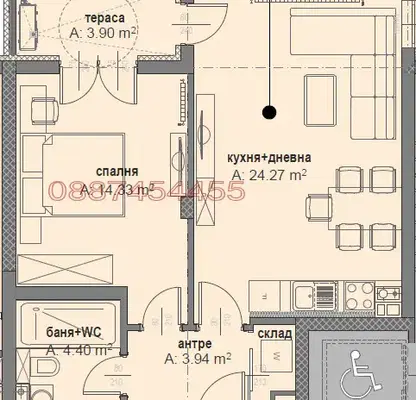 Photo 2 — Two-room apartment in Iztok district, Pernik with terrace