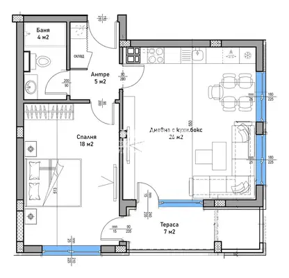 Photo 2 — Two-room apartment in Hristo Smirnenski, Plovdiv with terrace