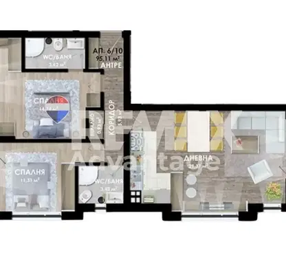 Photo 5 — Three-room apartment with two terraces in Hristo Smirnenski, Plovdiv