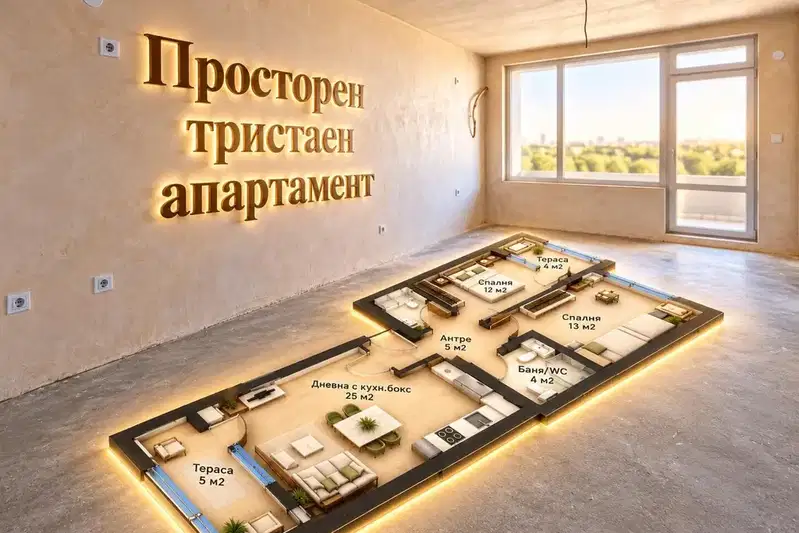 Тристаен апартамент в Пловдив, Тракия
