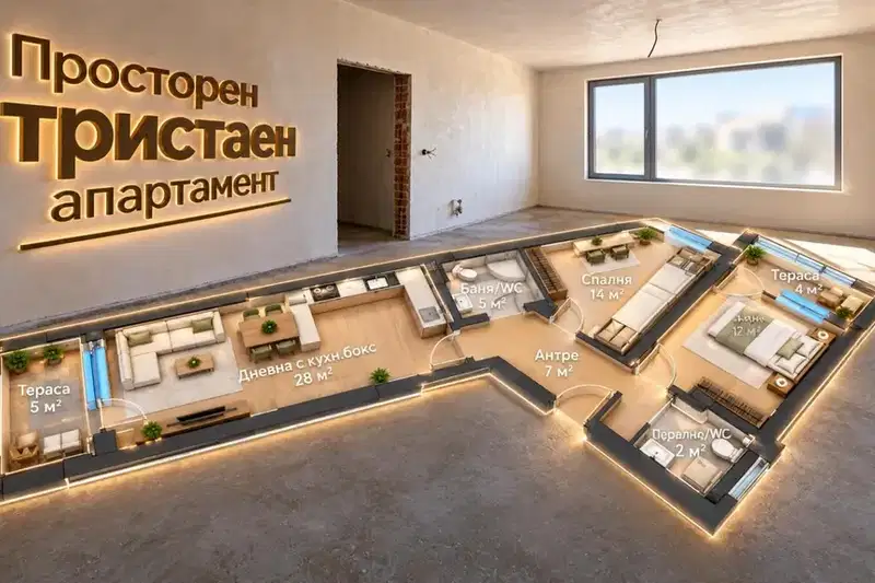 Тристаен апартамент в Пловдив, Тракия