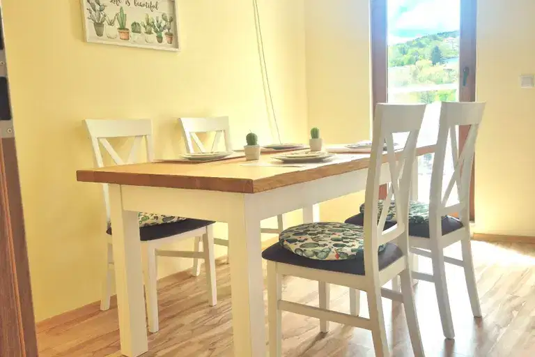 Two-room apartment with three rooms in Kranevo village, terrace and parking