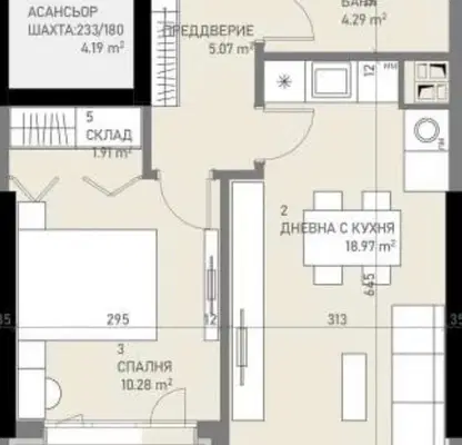 Снимка 3 — Двустаен апартамент в Банишора с паркомясто и асансьор