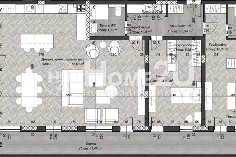 Three-room apartment with large terrace in Center, Sofia