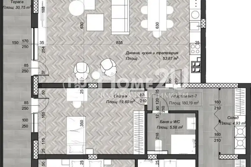 Three-room apartment with large terrace in Center, Sofia