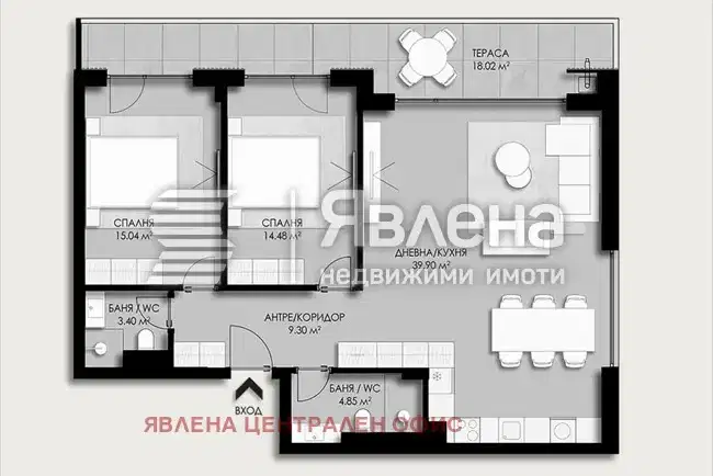 Three-room apartment with terrace in Dragalevtsi, Sofia