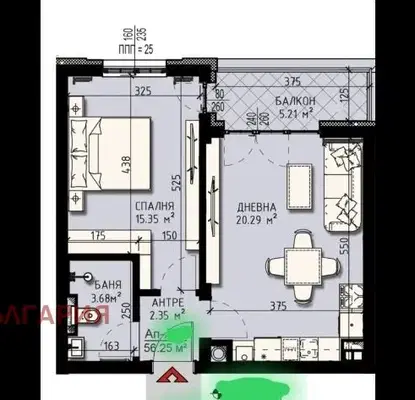 Photo 3 — Two-room apartment in Malinova Dolina with storage
