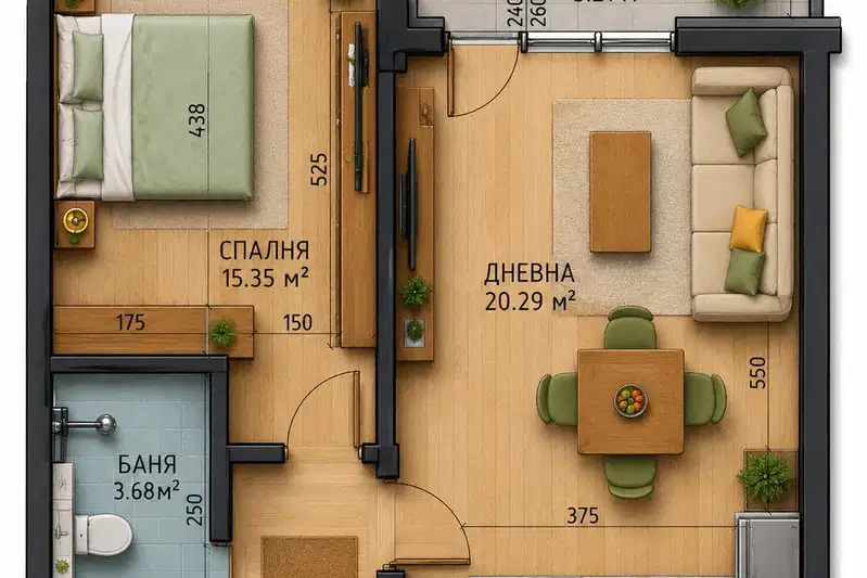 Two-room apartment in Malinova dolina with south aspect