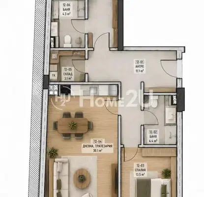 Photo 3 — Three-room apartment with balcony in Malinova dolina, Sofia