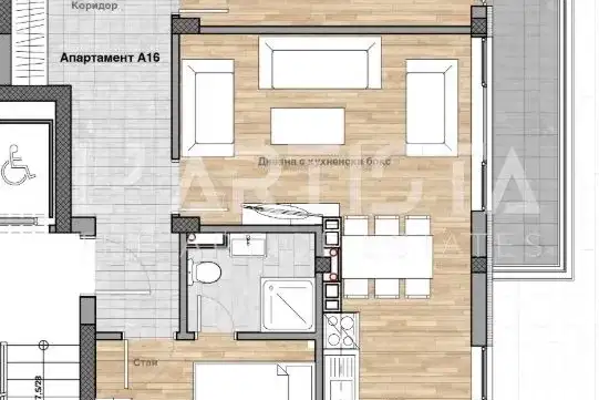 Three-room apartment in Manastirski Livadi with elevator