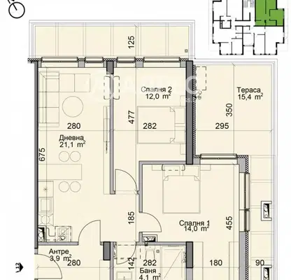 Photo 3 — Three-room apartment in Modern Suburb with terrace