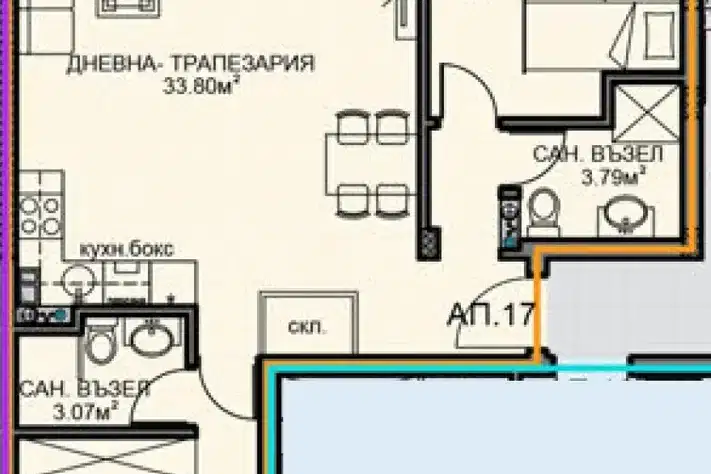 Spacious 3-room apartment in Obelya 2 with two bathrooms