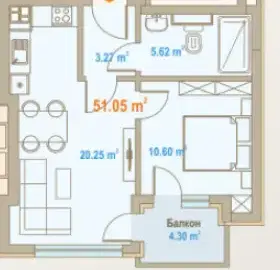 Photo 3 — Two-room apartment in Zona B-18, Sofia with balcony