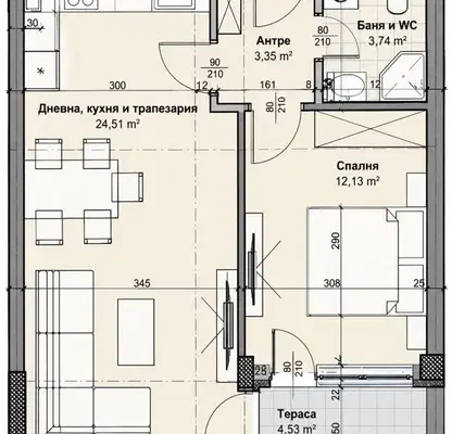 Снимка 2 — Двустаен апартамент с морска гледка във Виница, Варна