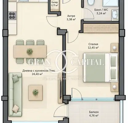 Photo 2 — Two-room apartment with terrace in Vinitsa, Varna