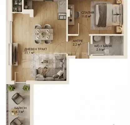 Photo 3 — Two-room apartment with large terrace in Varna, Vladislav Varnenchik
