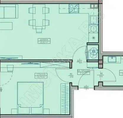 Photo 2 — Two-room apartment in Vazrazhdane 1, Varna with terrace