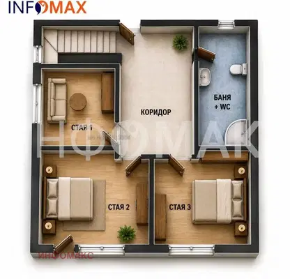 Снимка 2 — Тристаен апартамент на партер в кв. Възраждане, Бургас