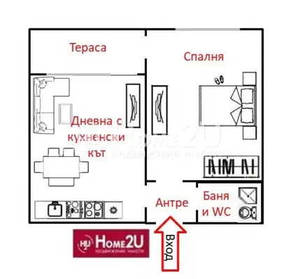 Снимка 2 — Двустаен апартамент в Хоризонт, Бургас с югозападно изложение