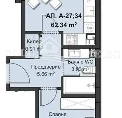 Снимка 2 — Двустаен апартамент в Пловдив, Христо Смирненски