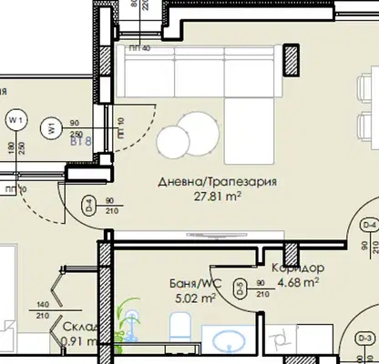 Снимка 3 — Двустаен апартамент в Христо Смирненски, Пловдив, ново строителство