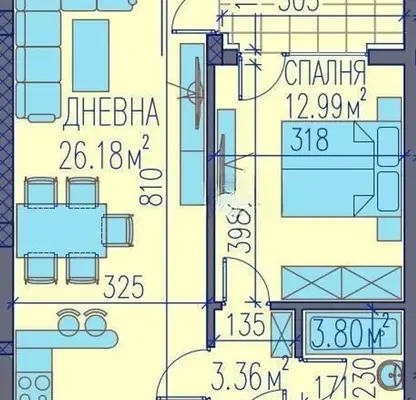 Снимка 4 — Просторен 2-стаен апартамент в Каменица 2 с асансьор