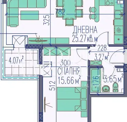 Снимка 2 — Двустаен апартамент в Каменица 2 с тераса, Пловдив