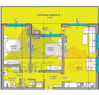 Снимка 3 — Тристаен апартамент с градина в Остромила, Пловдив