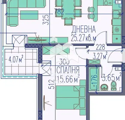 Снимка 4 — Двустаен апартамент в Пловдив, Тракия