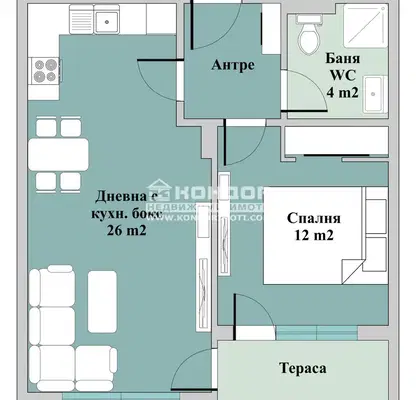 Снимка 2 — Двустаен апартамент с тераса в Тракия, Пловдив