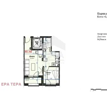 Снимка 2 — Двустаен апартамент с балкон в Банишора, София