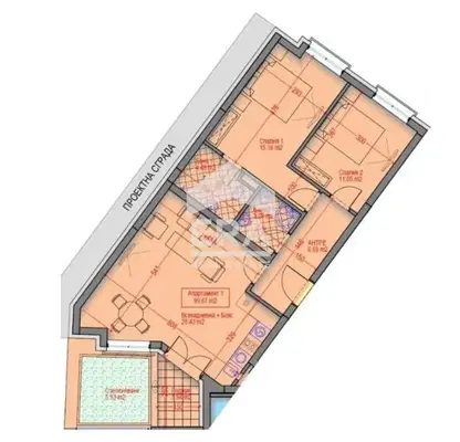 Снимка 3 — Тристаен апартамент с 2 спални в Център, София