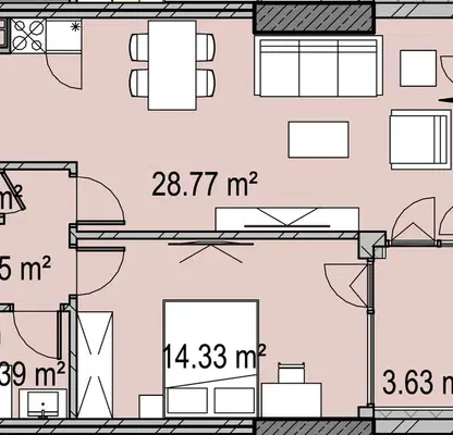 Снимка 2 — Двустаен апартамент с панорамна гледка в Дружба 1, София