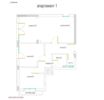 Снимка 4 — Тристаен апартамент с английски двор в Горна баня, София