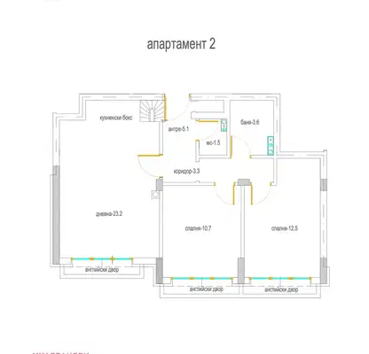 Снимка 4 — Тристаен апартамент с английски двор в Горна баня, София