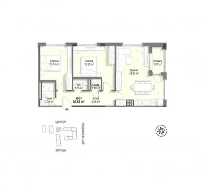 Photo 4 — Three-room apartment with loggia in Krastova vada, Sofia