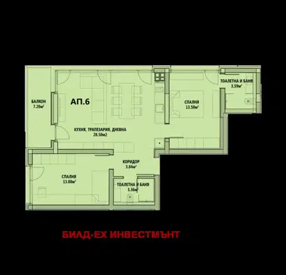 Снимка 5 — Тристаен апартамент в Лагера с балкон и паркомясто