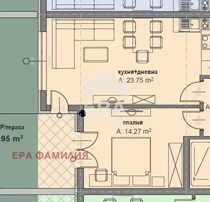 Снимка 2 — Двустаен апартамент с двор в Малинова долина, София