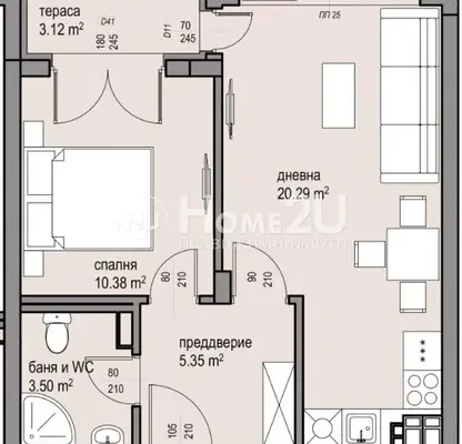 Снимка 2 — Двустаен апартамент с тераса в Малинова долина, София