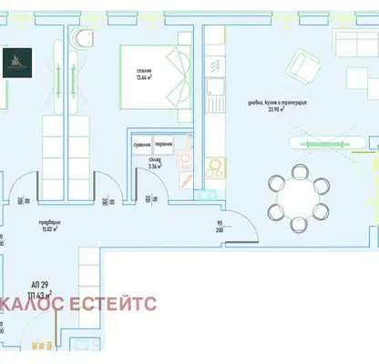Снимка 2 — Тристаен апартамент в Малинова долина с тераса и охрана