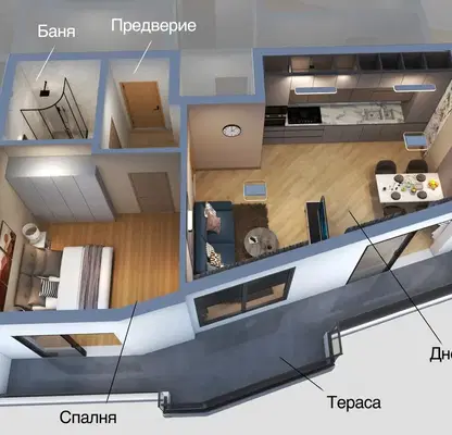 Снимка 3 — Двустаен апартамент с тераса в Манастирски ливади, София