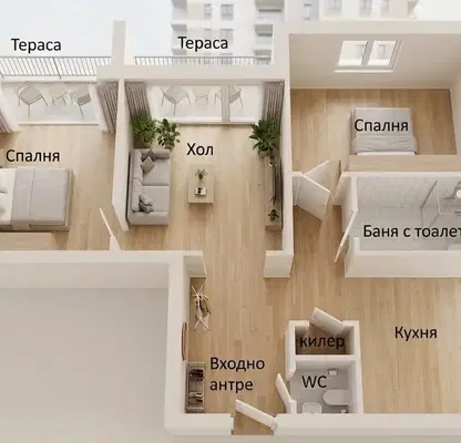 Снимка 3 — Тристаен апартамент с панорамна гледка в Слатина, София