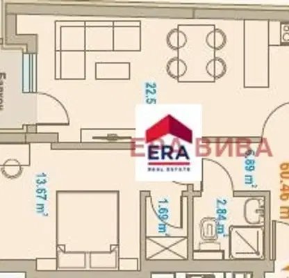 Снимка 2 — Двустаен апартамент 84 кв.м. в Зона Б-5, западно изложение
