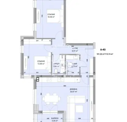 Снимка 2 — Тристаен апартамент в Кайсиева градина, Варна с тераса