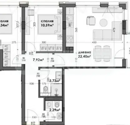 Снимка 4 — Тристаен апартамент с тераса в Левски 2, Варна